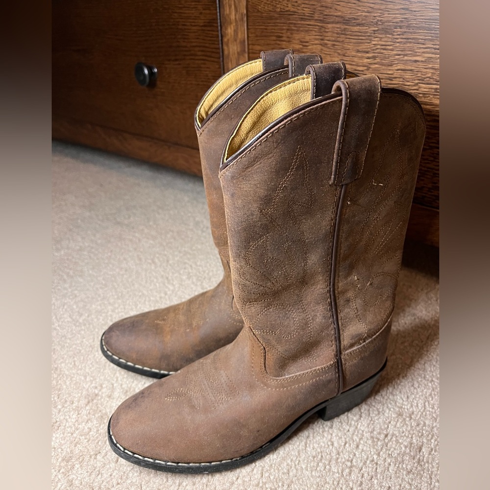 Brown Kids Cowboy Boots